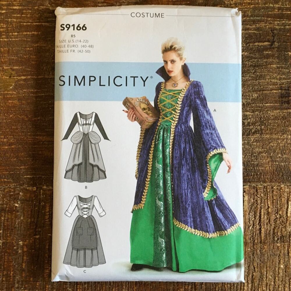 Simplicity Sewing Pattern S9166 Medieval Renaissance Witch Costume 14-22 UNCUT